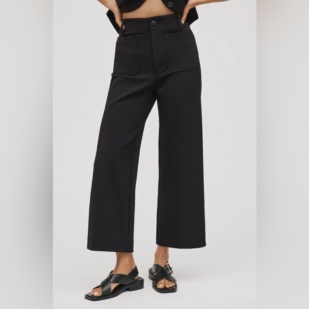 Anthropolgie The Colette Cropped Wide-Leg Pants by Maeve: Stretch; Size 28 Black